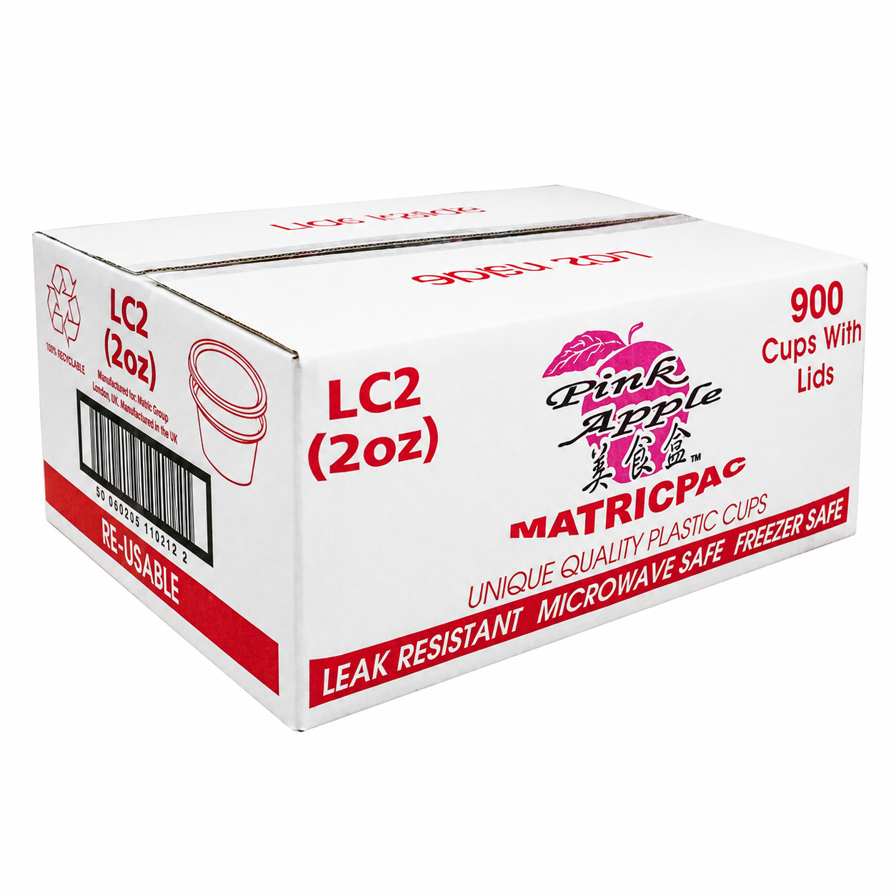 2OZ CLEAR CUPS&LID PINK APPLE - (900)