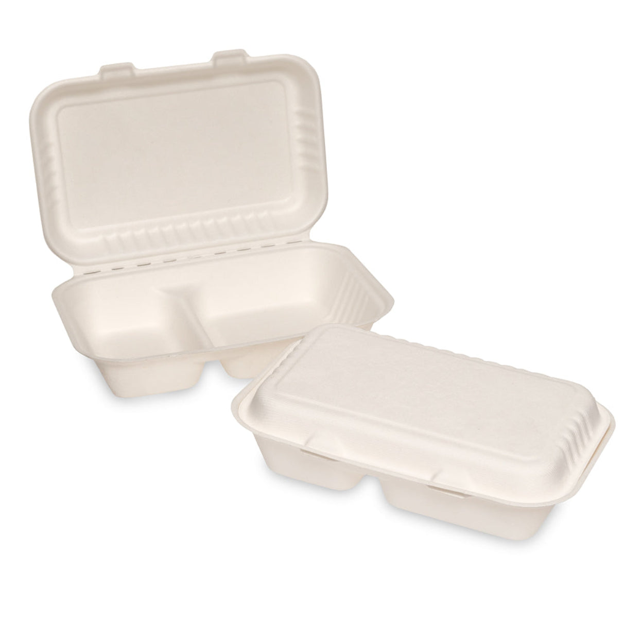 BAGASSE MEAL BOX TWO COMP (249x162x67mm/9.8×6)  - 5X50