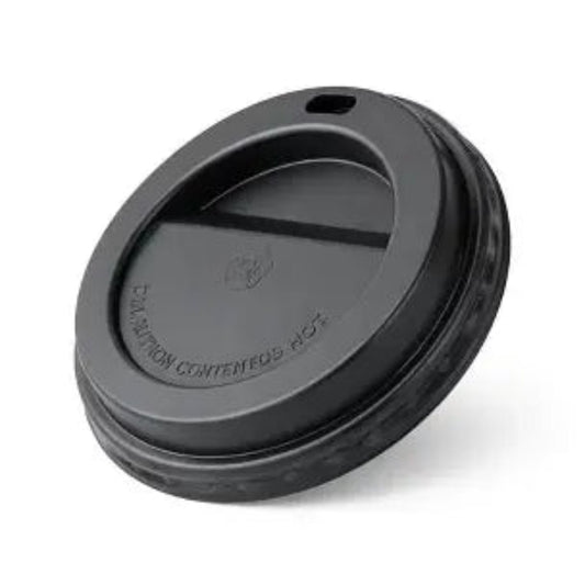 BLACK LIDS FOR 8OZ COFFEE CUPS - 100PCS