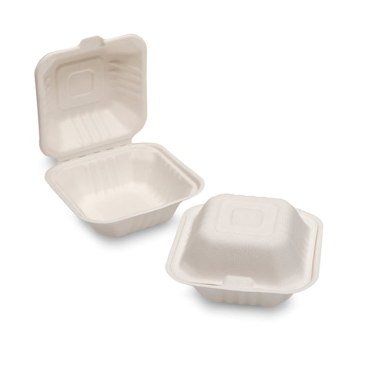 HB6 BAGASSE BURGER BOX (152x152x78mm/6) - 5X50
