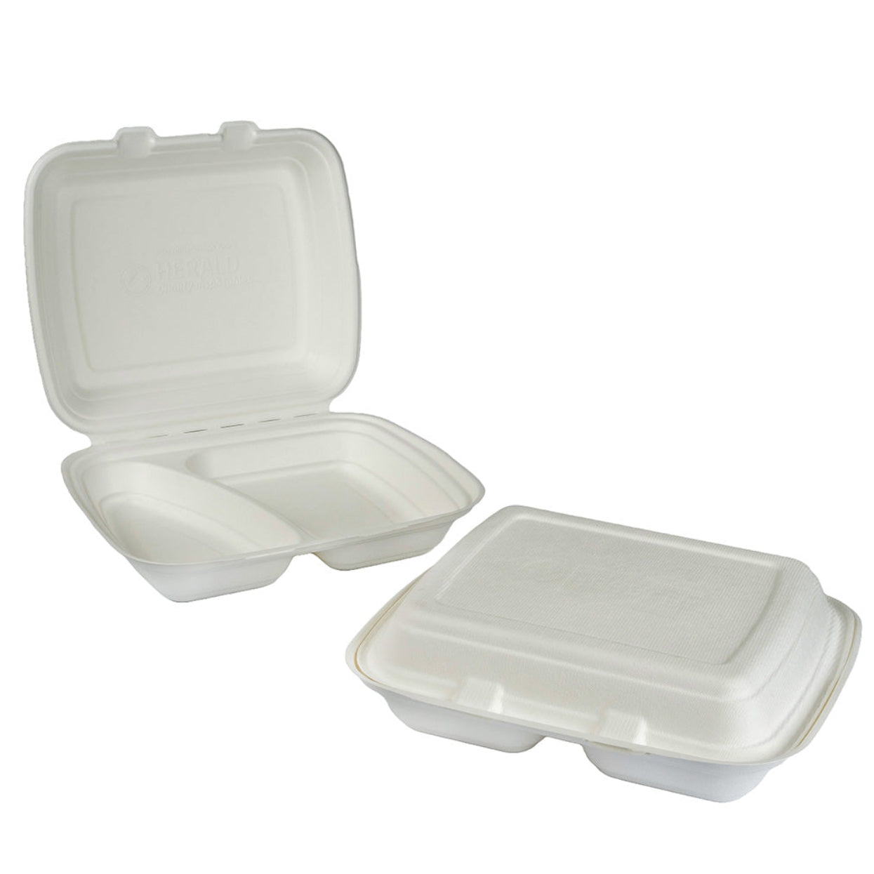MP2 BAGASSE TWO COMP MEAL BOX (230x230x50mm/9×9”)- 4X50