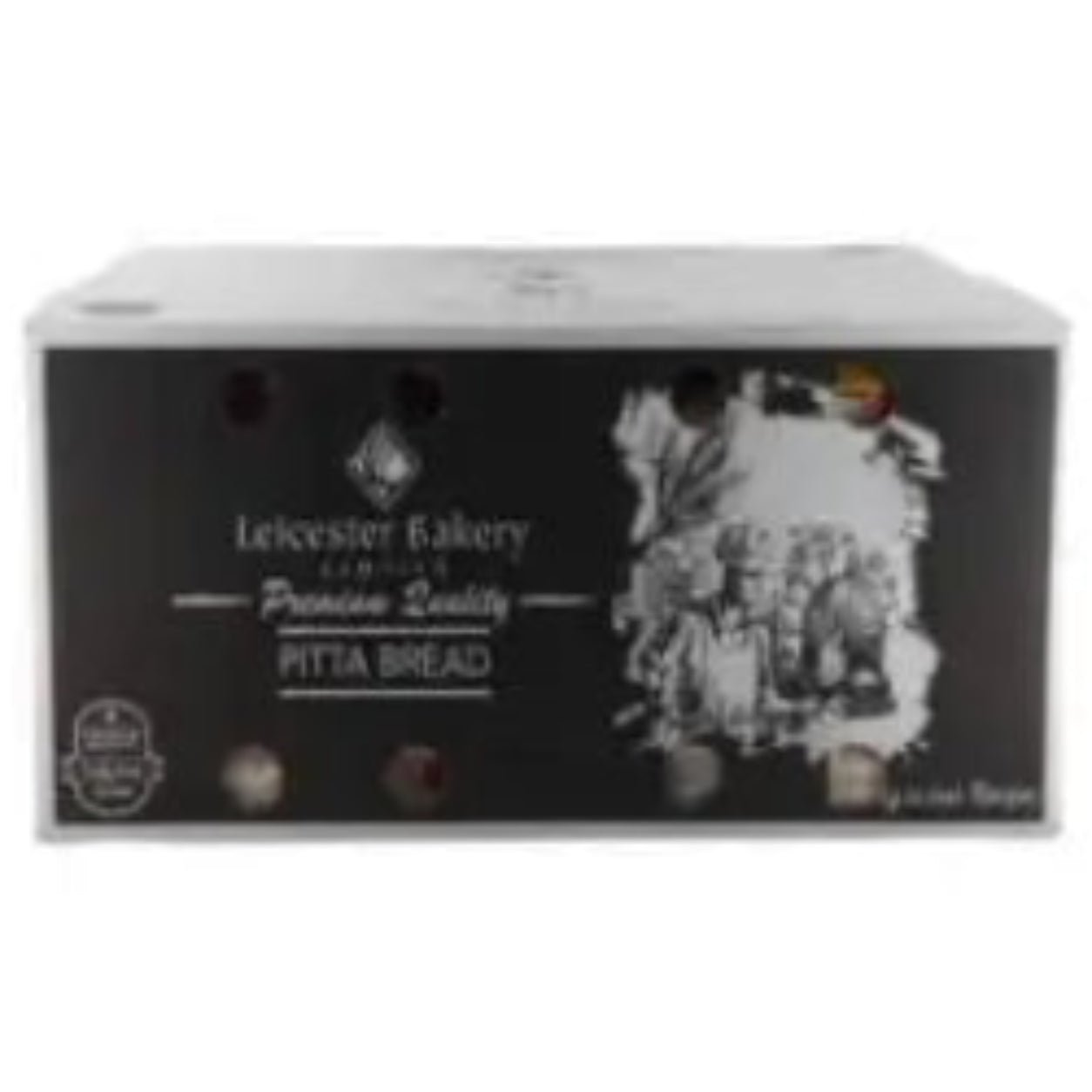 LEICESTER BAKERY SMALL WHITE PITTA BREAD *BLACK* - 32X6