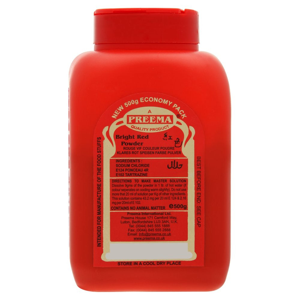 PREEMA BRIGHT RED FOOD COLOUR POWDER - 500GRAMS