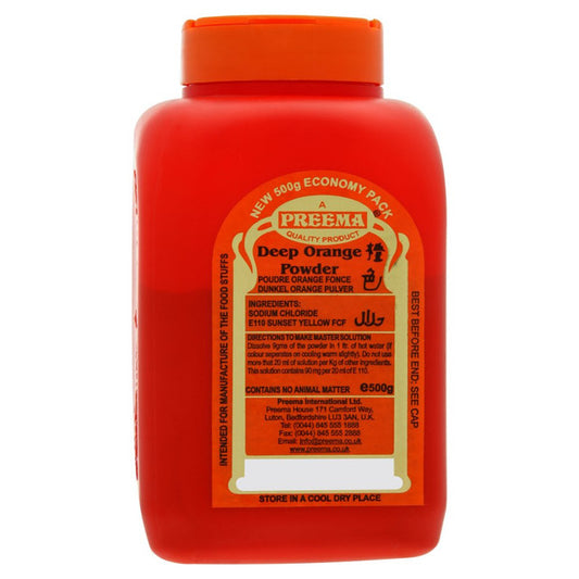 PREEMA DEEP ORANGE FOOD COLOUR POWDER - 500GRAMS