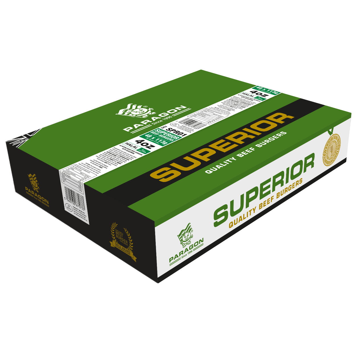 PARAGON 4OZ HALAL SUPERIOR BEEF BURGER - 1X48PCS