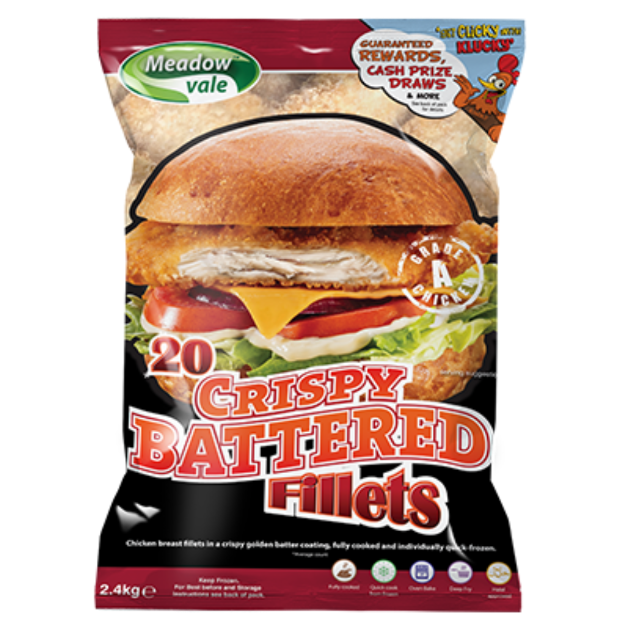 MEADOWVALE CRISPY BATTERED CHICKEN FILLET - 2.4KG