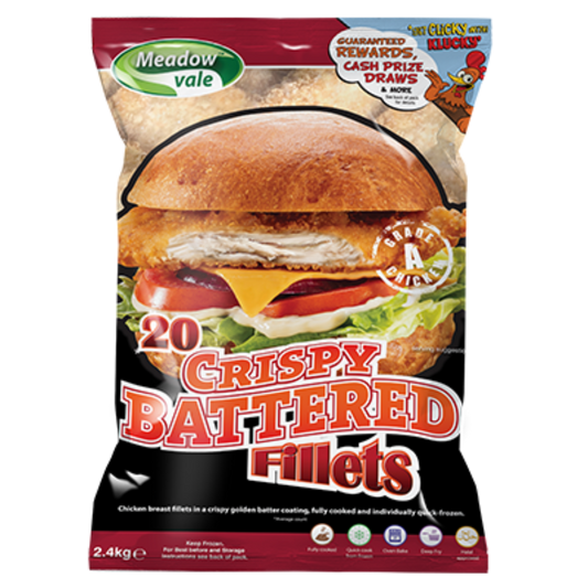MEADOWVALE CRISPY BATTERED CHICKEN FILLET - 2.4KG