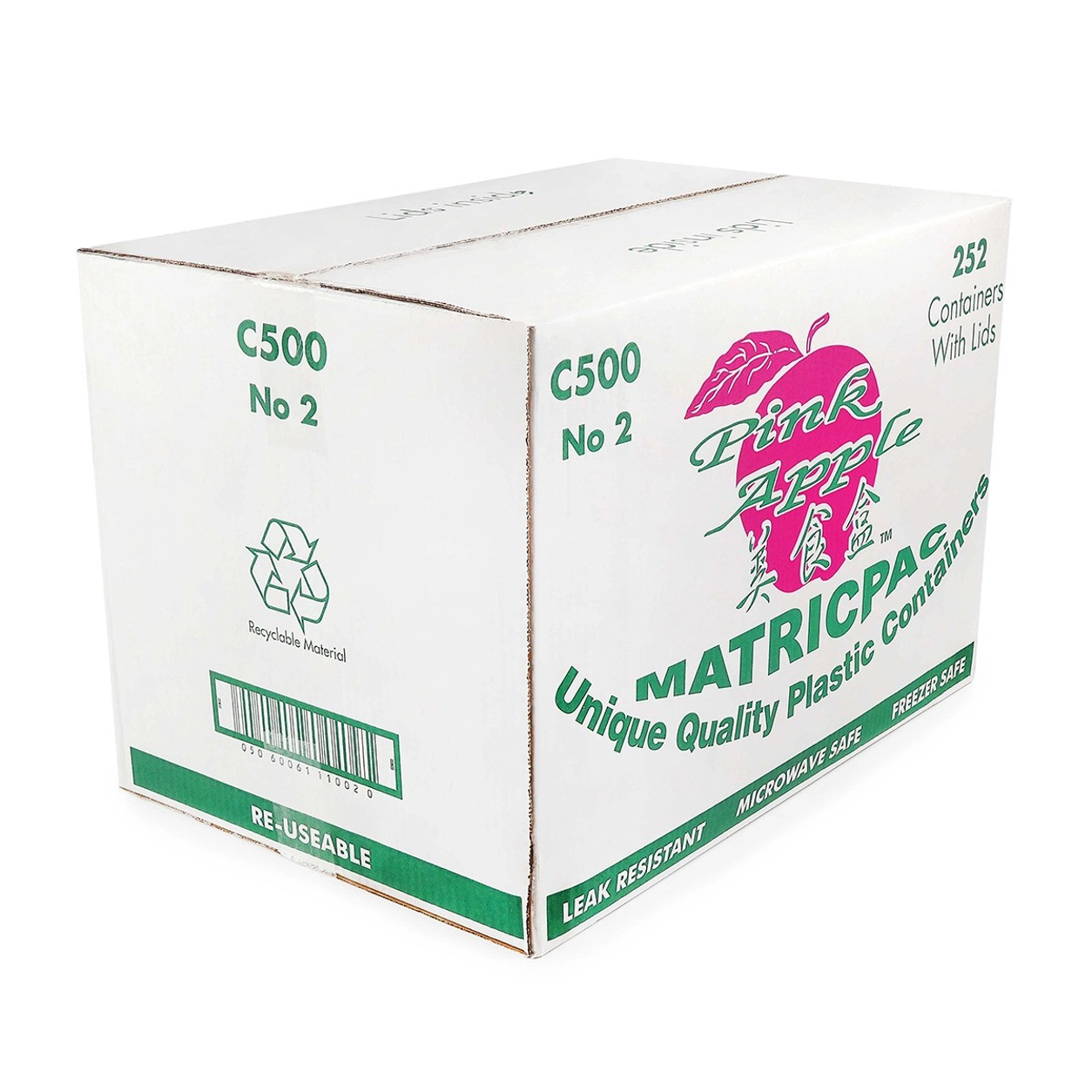 PINK APPLE CONTAINER & LID  500ML - 250PCS