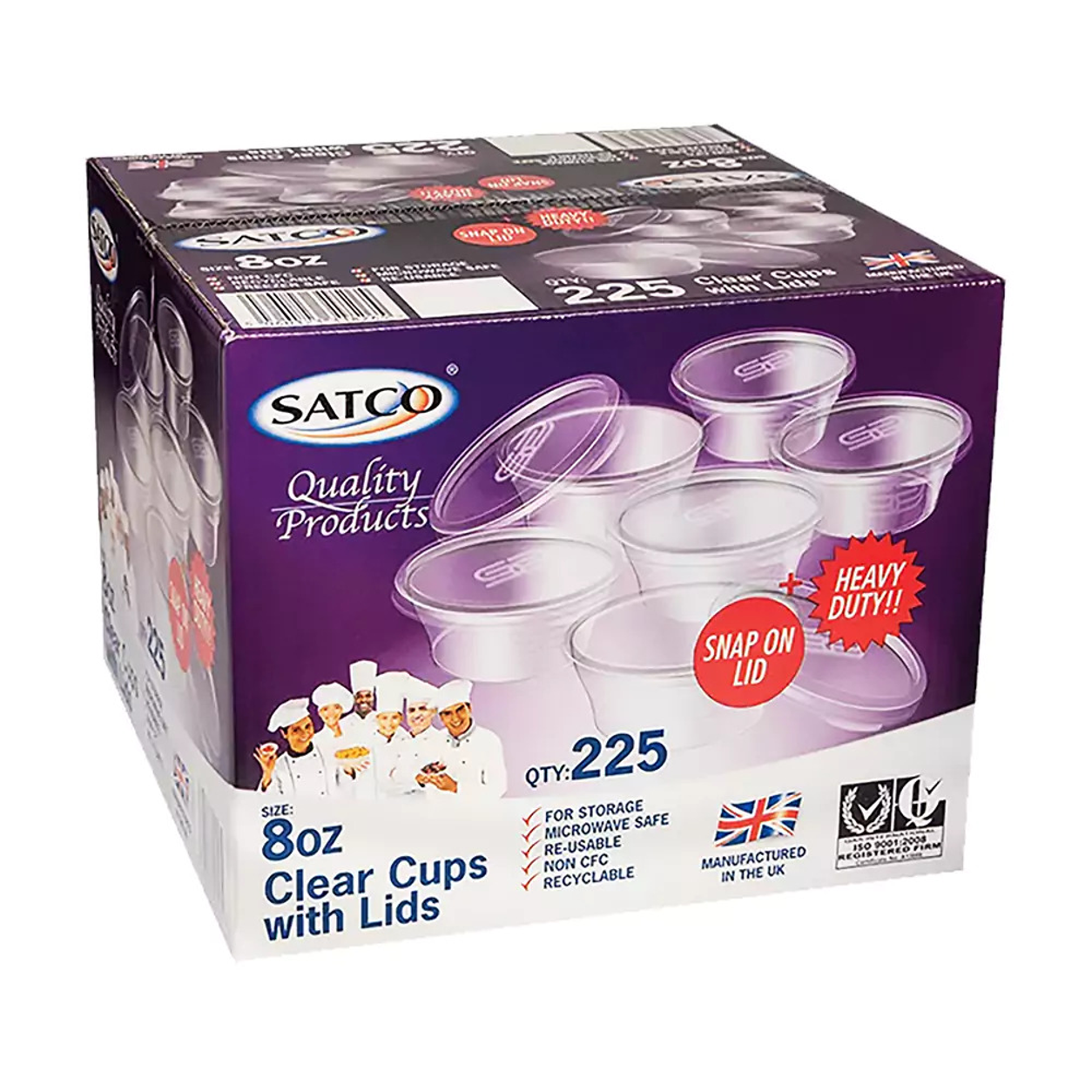 8OZ SATCO CLEAR CUPS & LID - 225PCS