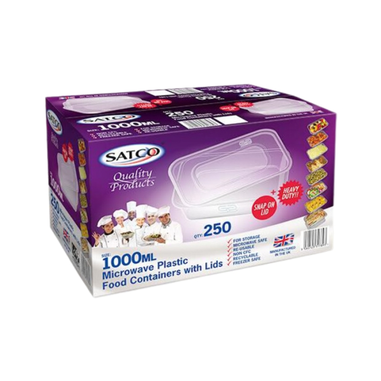 SATCO WITH LIDS 1000ML - 250 PCS