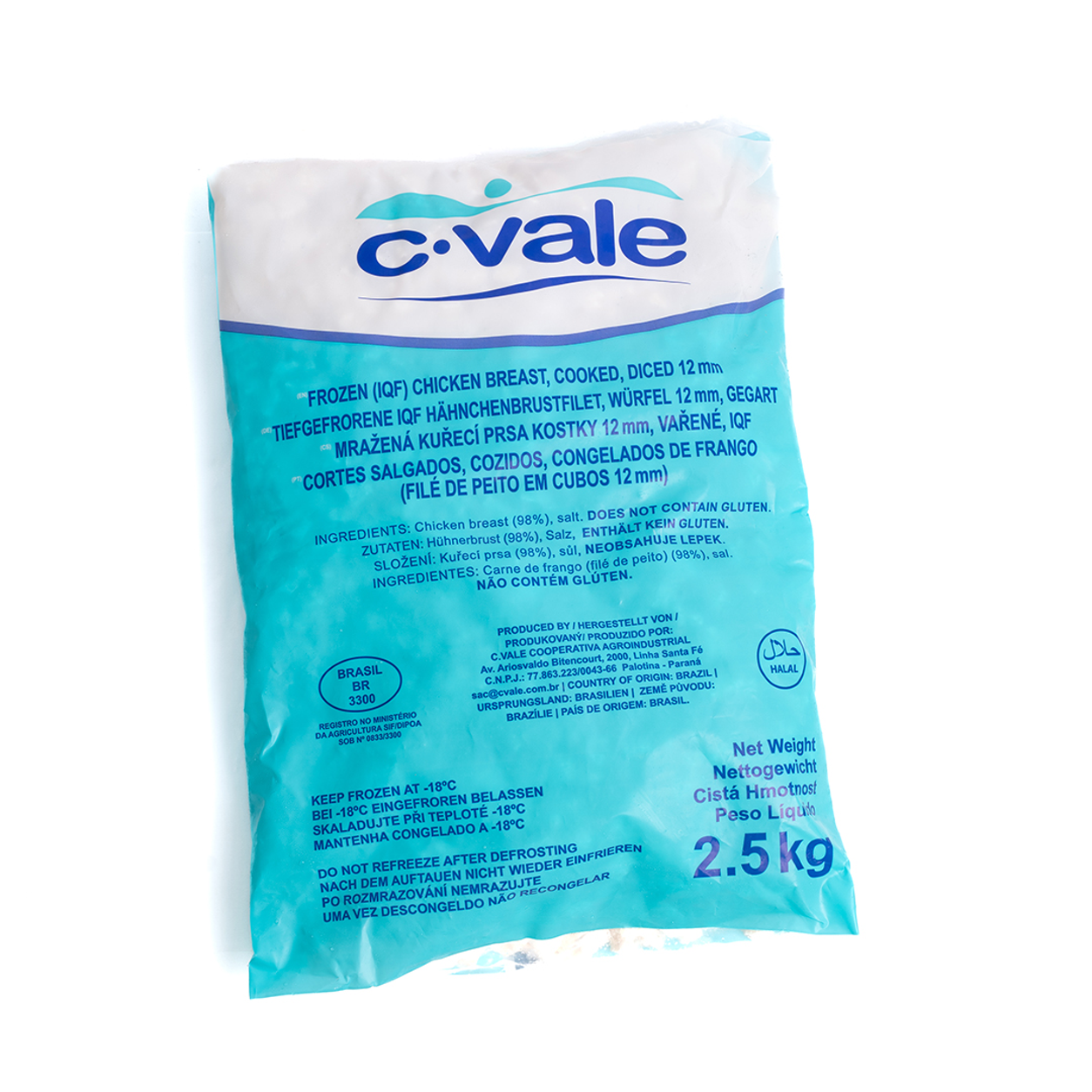 C-VALE PLAIN CHICKEN DICED 12MM - 2.5KG *bag*
