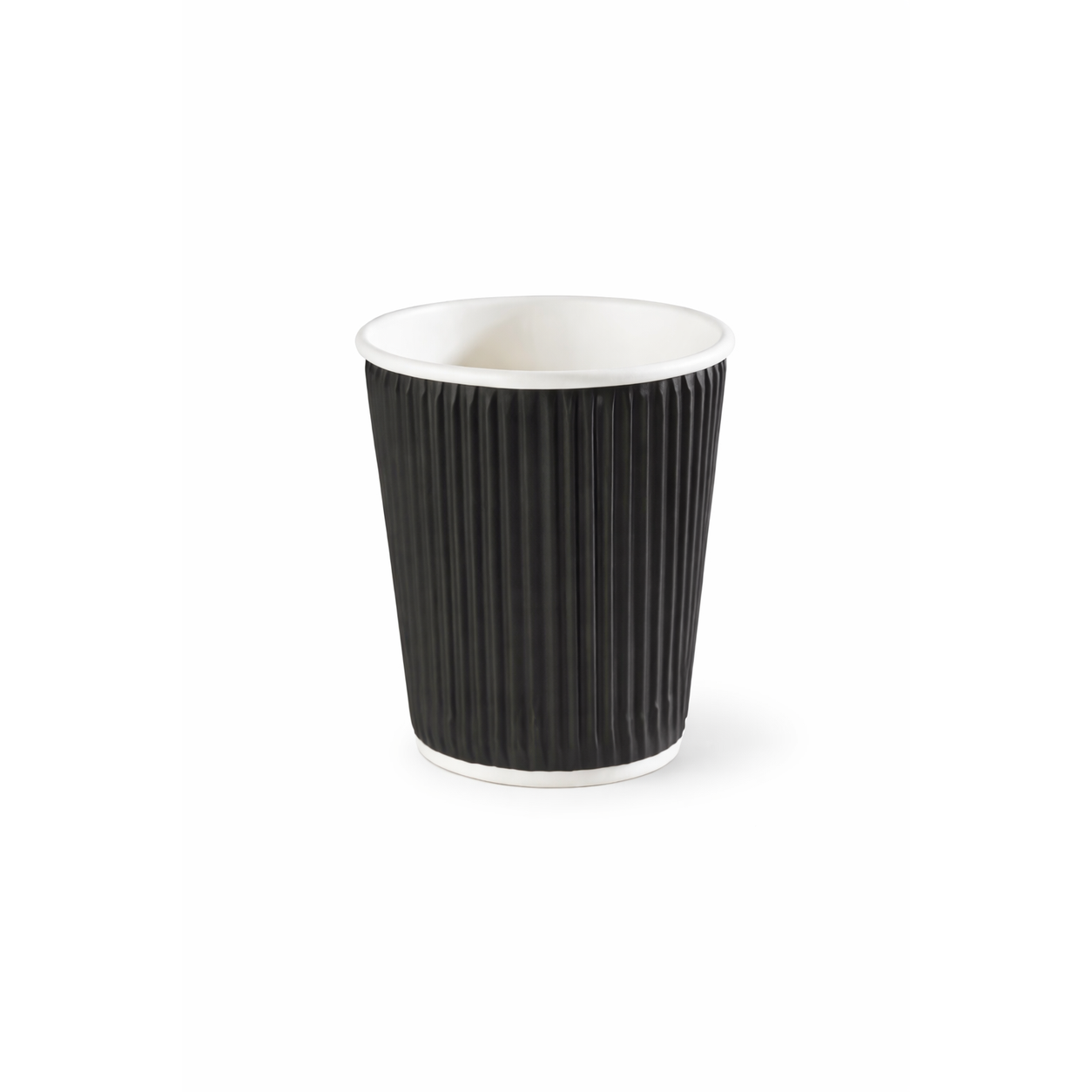 BLACK RIPPLE WALL COFFEE CUPS  8OZ - 25PCS
