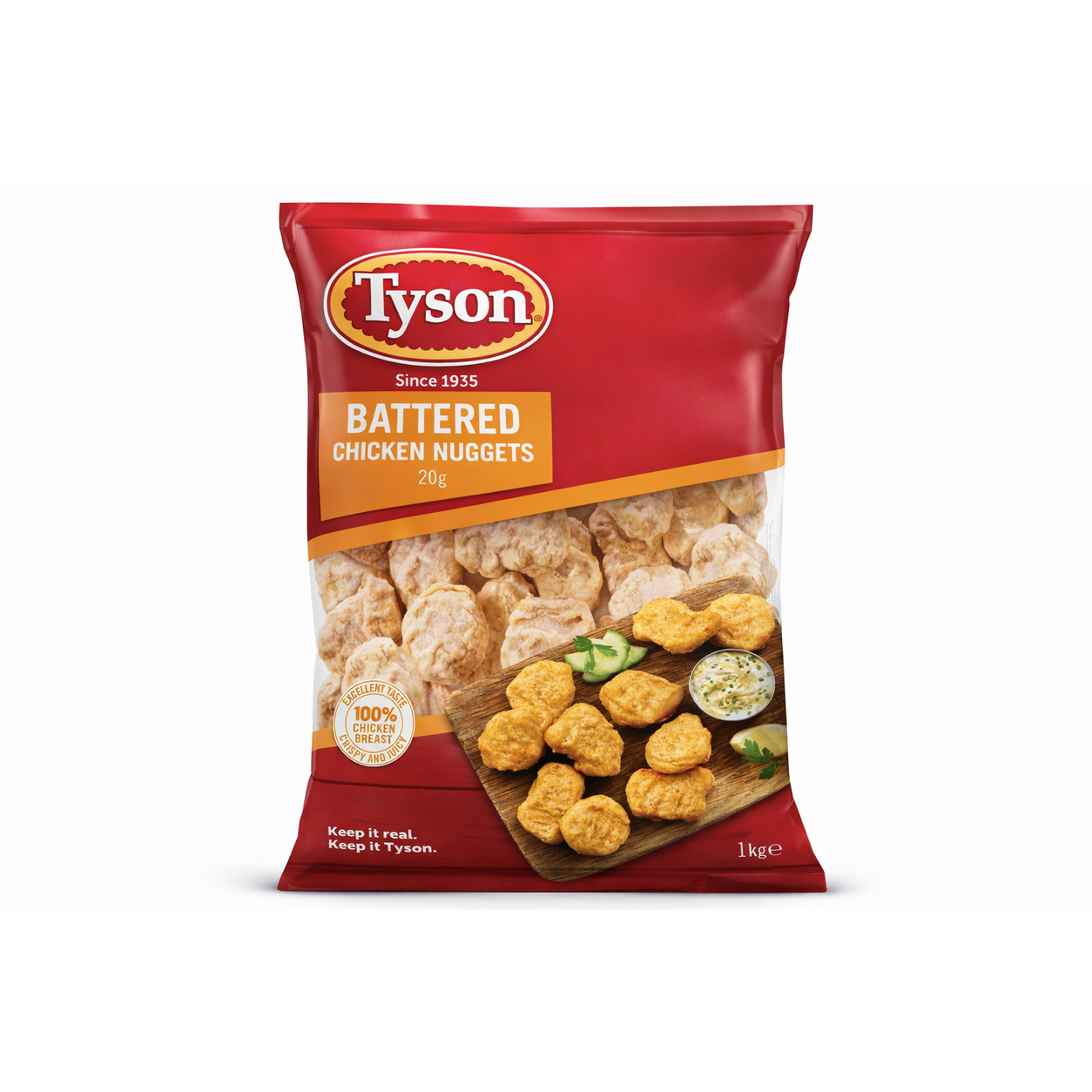 TYSON BATTERED CHICKEN NUGGETS - 1KG