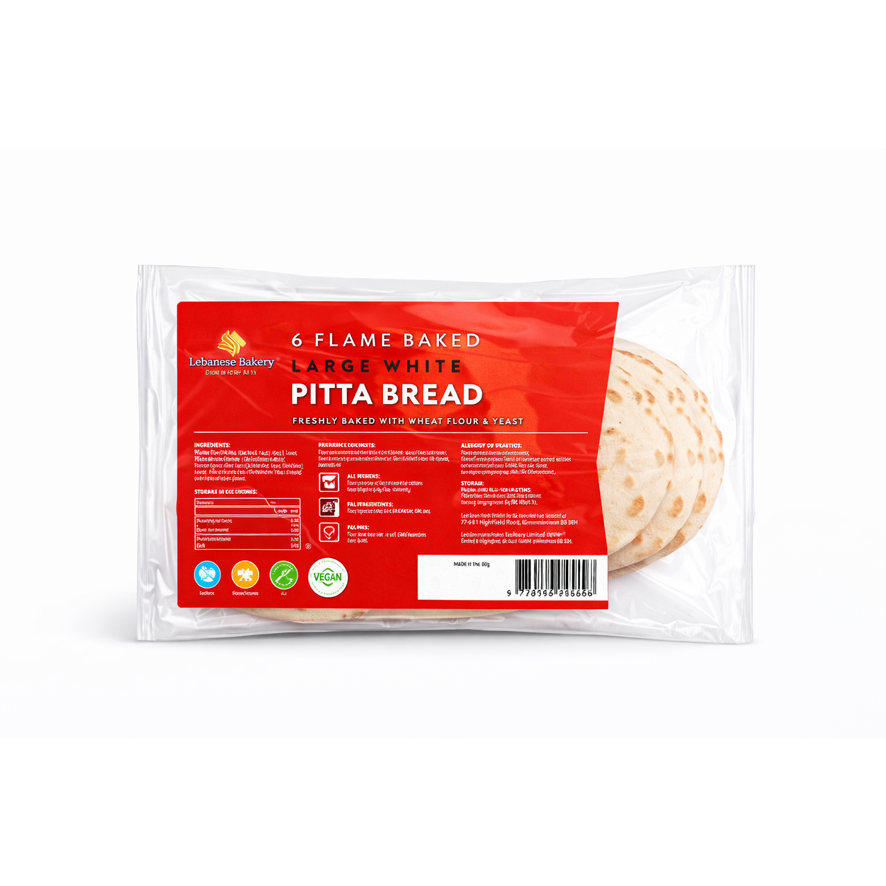 TASTY BAKE LARGE WHITE PITTA BREAD - 24X6