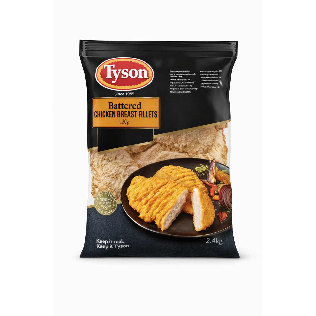 TYSON BATTERED CHICKEN FILLETS (120G) - 2.4KG